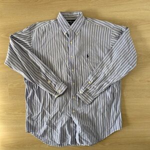 Men's Striped Blue Ralph Lauren Shirt Size L